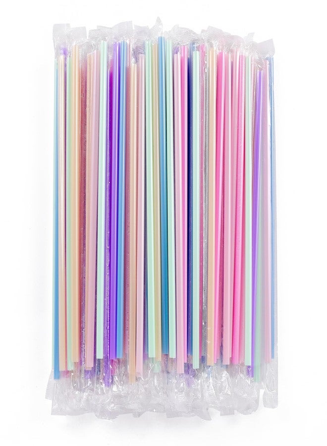 ONEYIM [Individually Wrapped] 100Pcs Disposable Plastic Drinking Straws - 8.26" Long and 0.24 Diameter Colorful Cute Straws for Juice,Coffee,Milk,Cocktail, Bachelorette/Birthday Party, Bridal/Baby Shower - Image 1